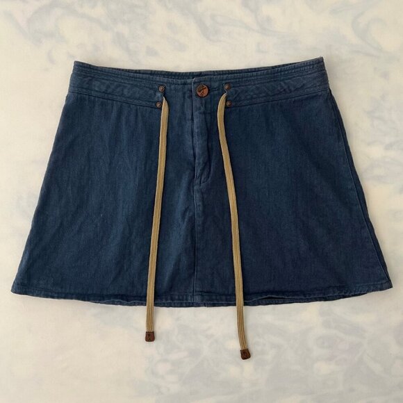 GX by Gwen Stefani Dresses & Skirts - GX Know Who You Are Linen Cotton Navy Drawstring Skirt